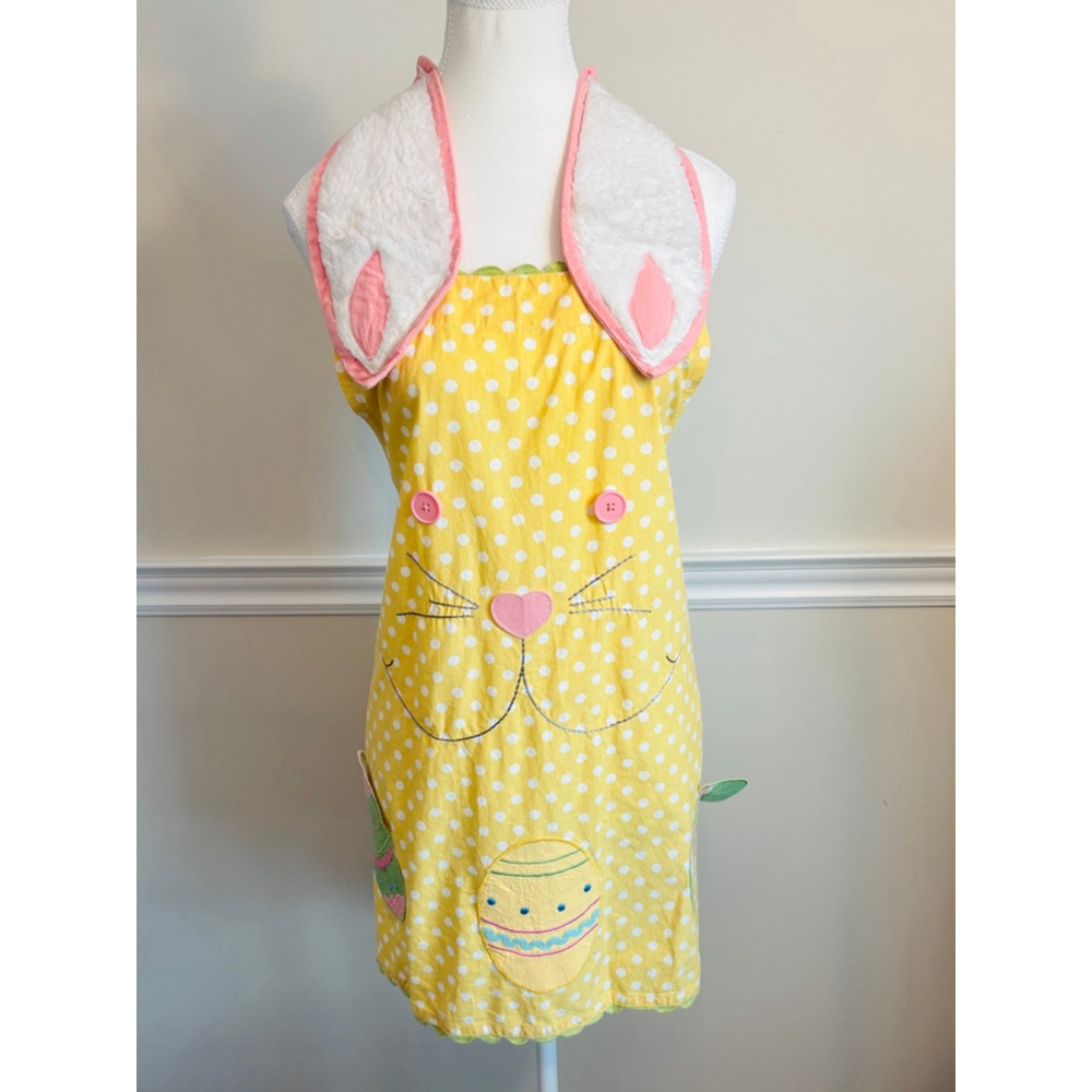 Pier 1 Imports Yellow Polka Dot Bunny Easter Apron Adult